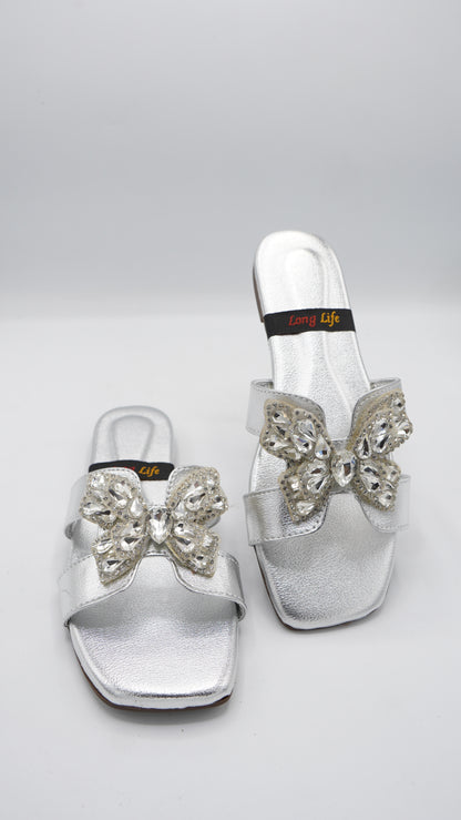 Elegant Silver Butterfly Slides