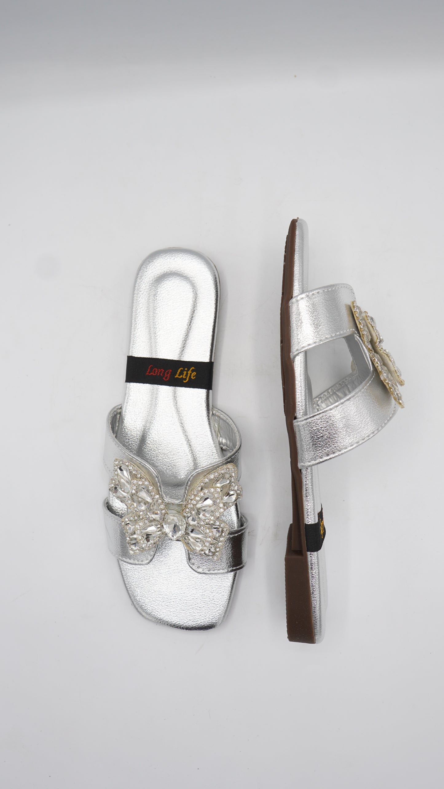 Elegant Silver Butterfly Slides