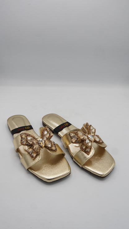 Elegant Gold Butterfly Slides