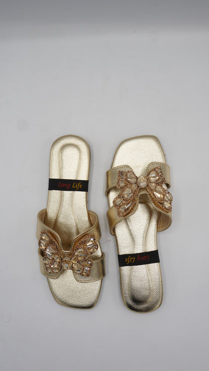 Elegant Gold Butterfly Slides