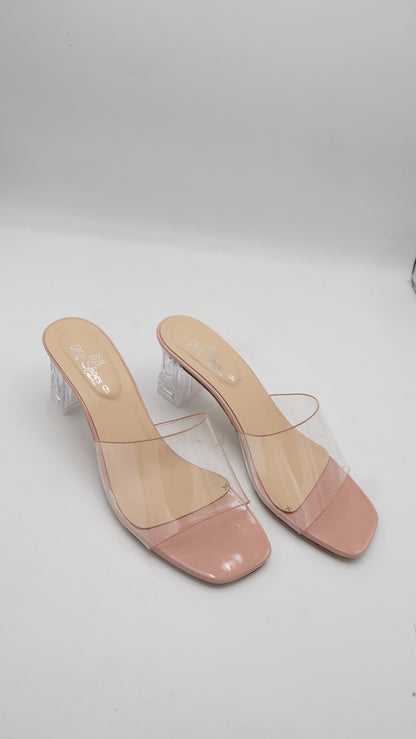 Elegant Transparent Strap Block Heels