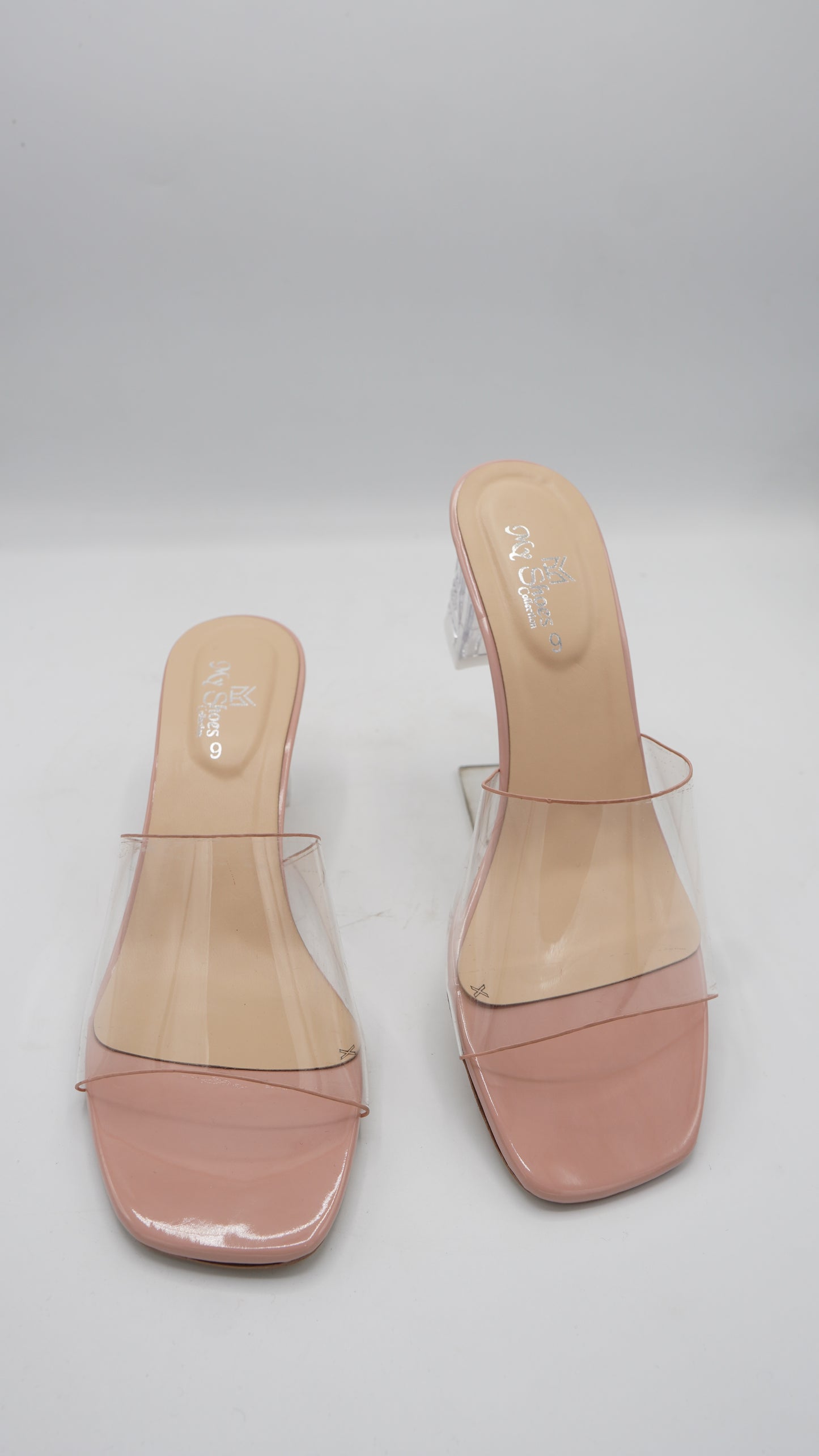 Elegant Transparent Strap Block Heels