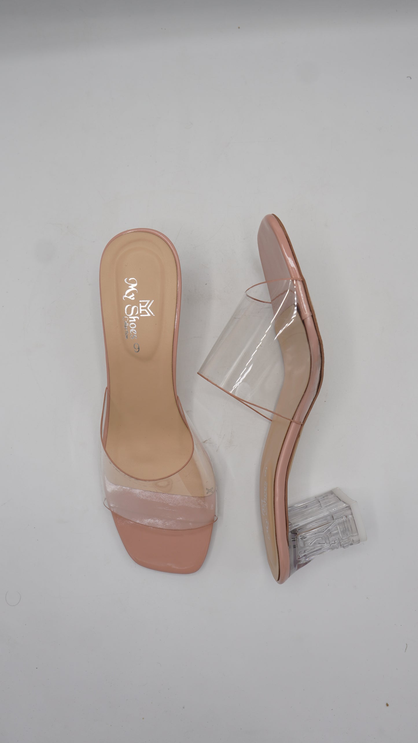 Elegant Transparent Strap Block Heels