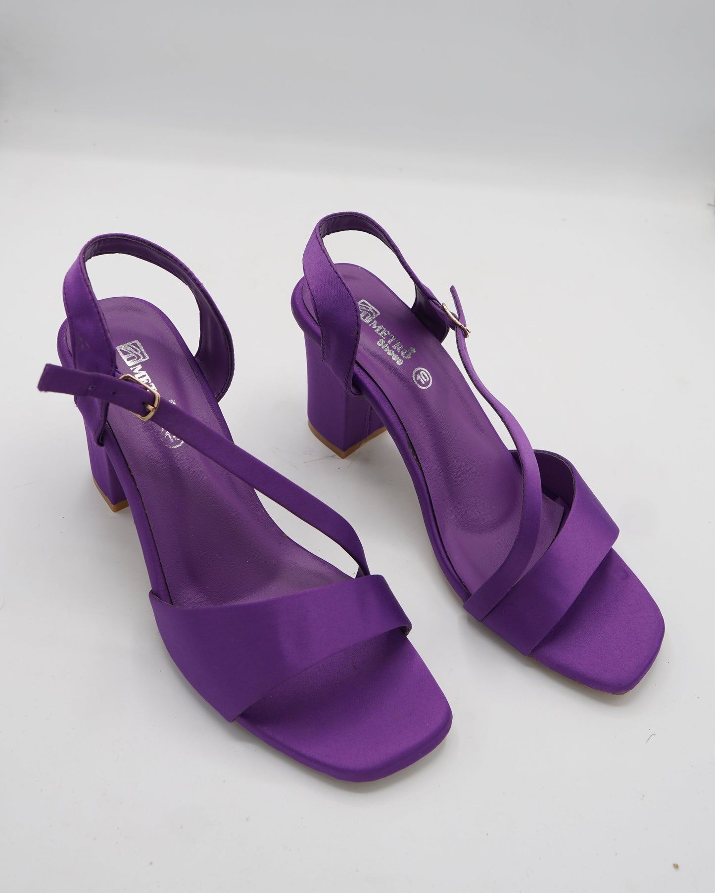Vibrant Purple Satin Block Heels