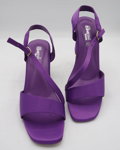 Vibrant Purple Satin Block Heels