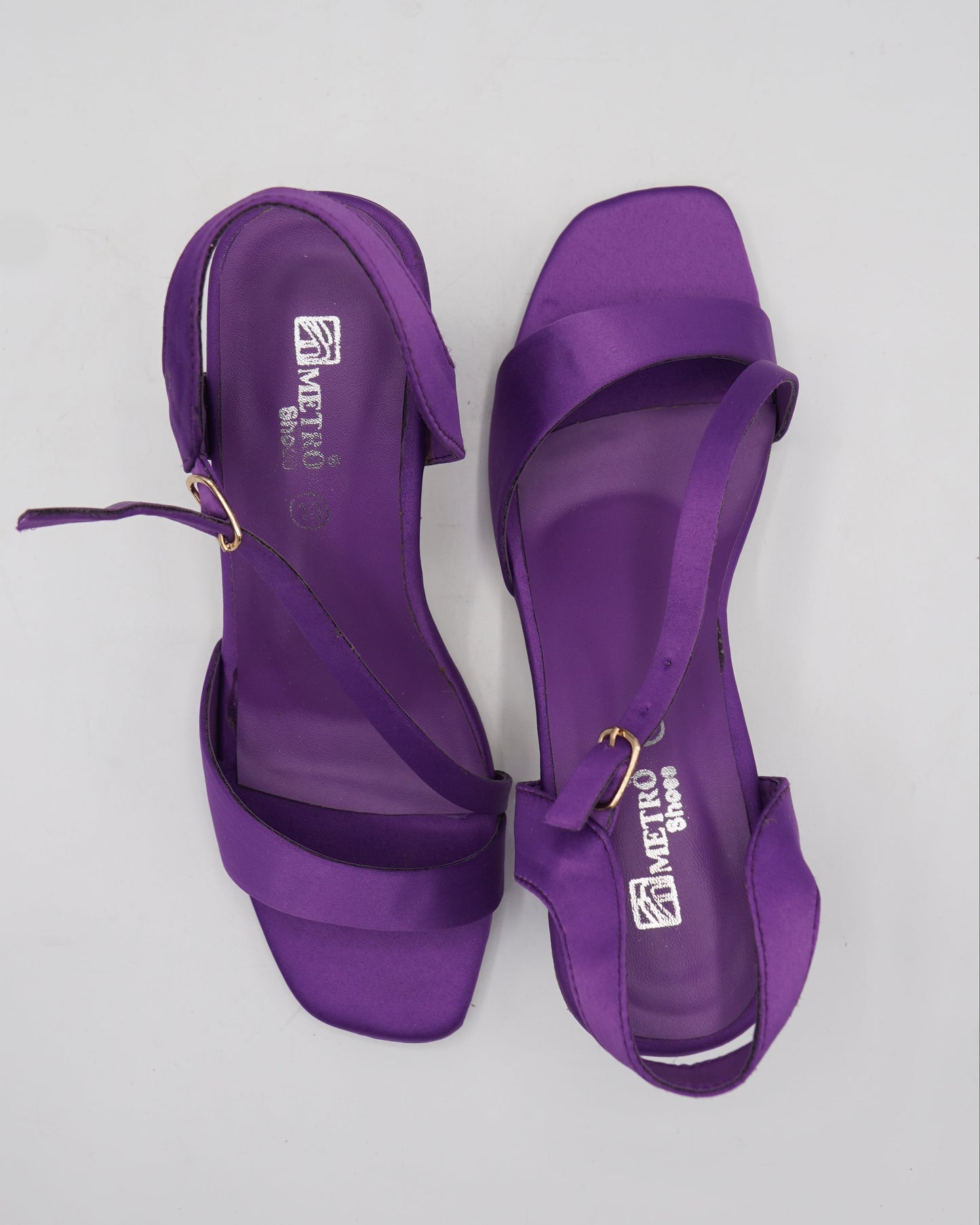 Vibrant Purple Satin Block Heels