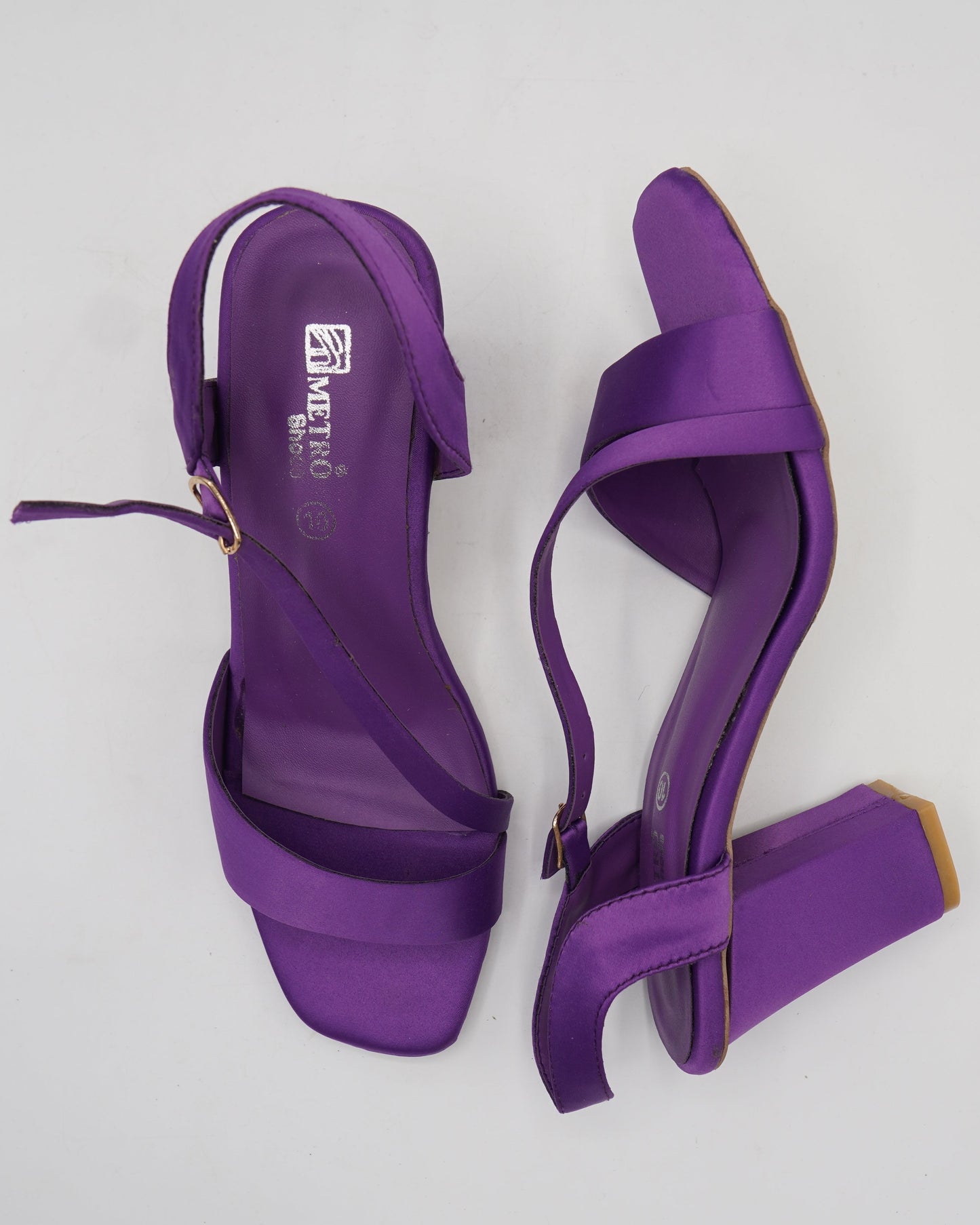 Vibrant Purple Satin Block Heels