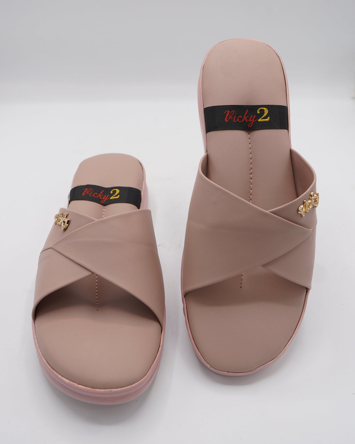 Elegant Blush Cross-Strap Comfort Slides