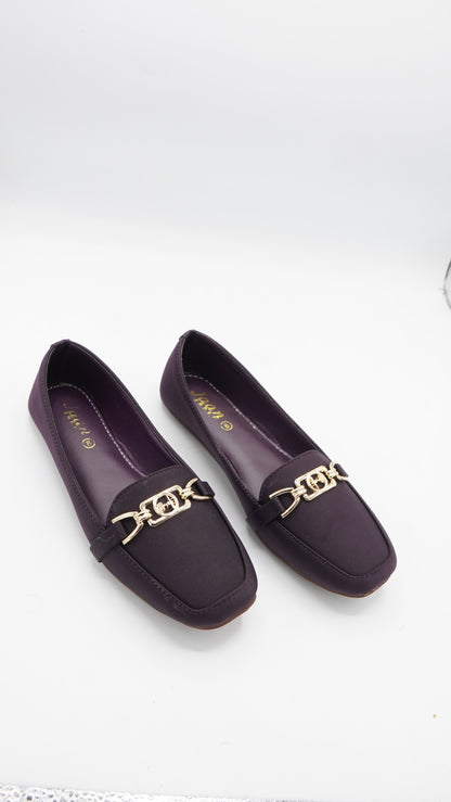 Chic Deep Purple Gold-Accent Loafers
