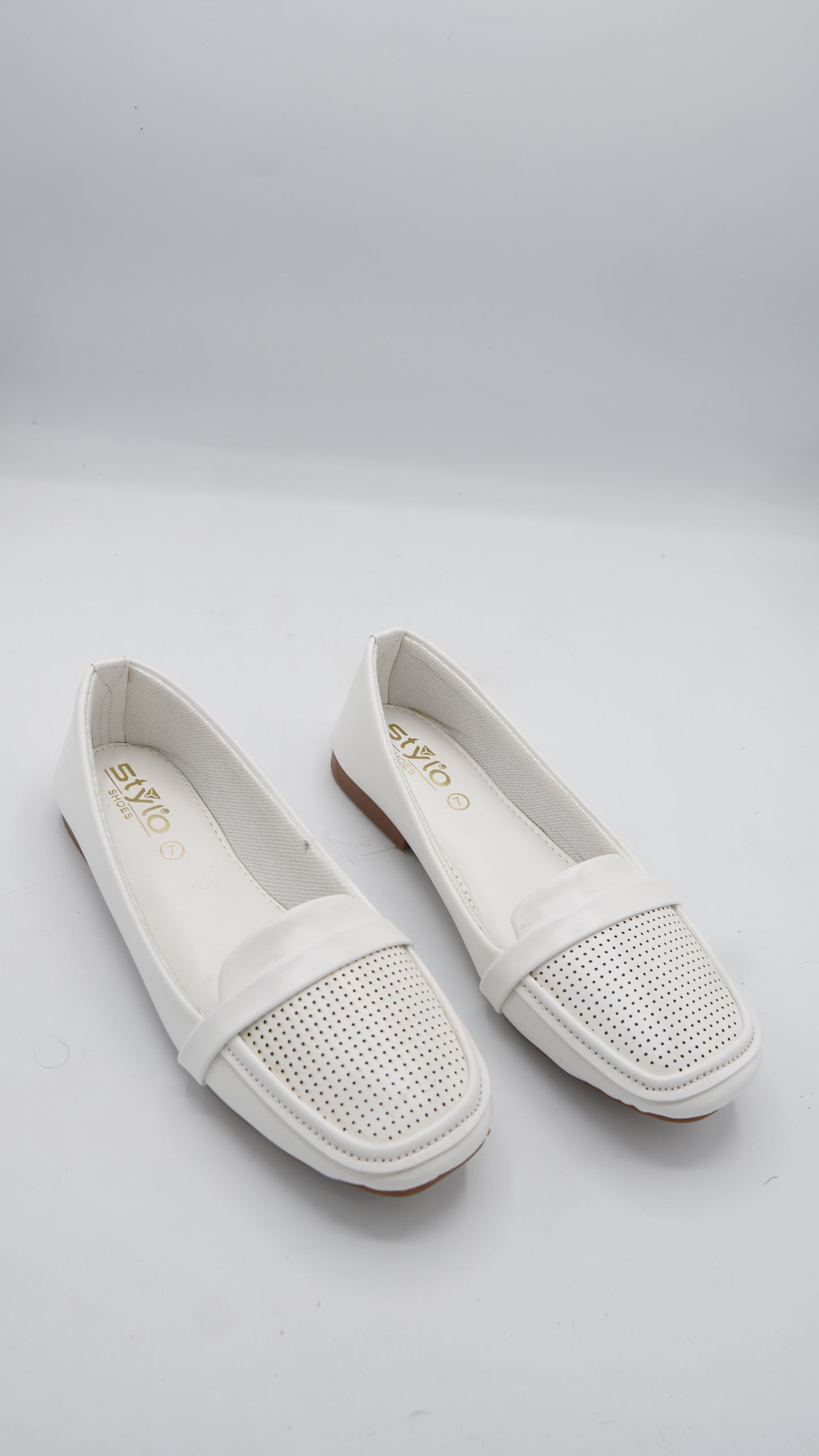Perforated White Pumps