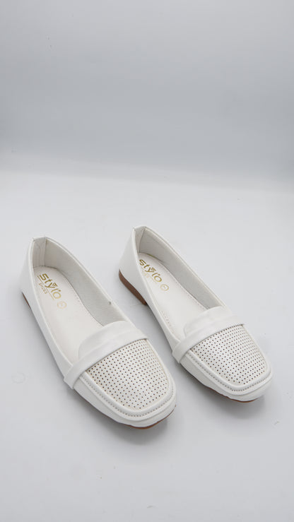 Perforated White Pumps