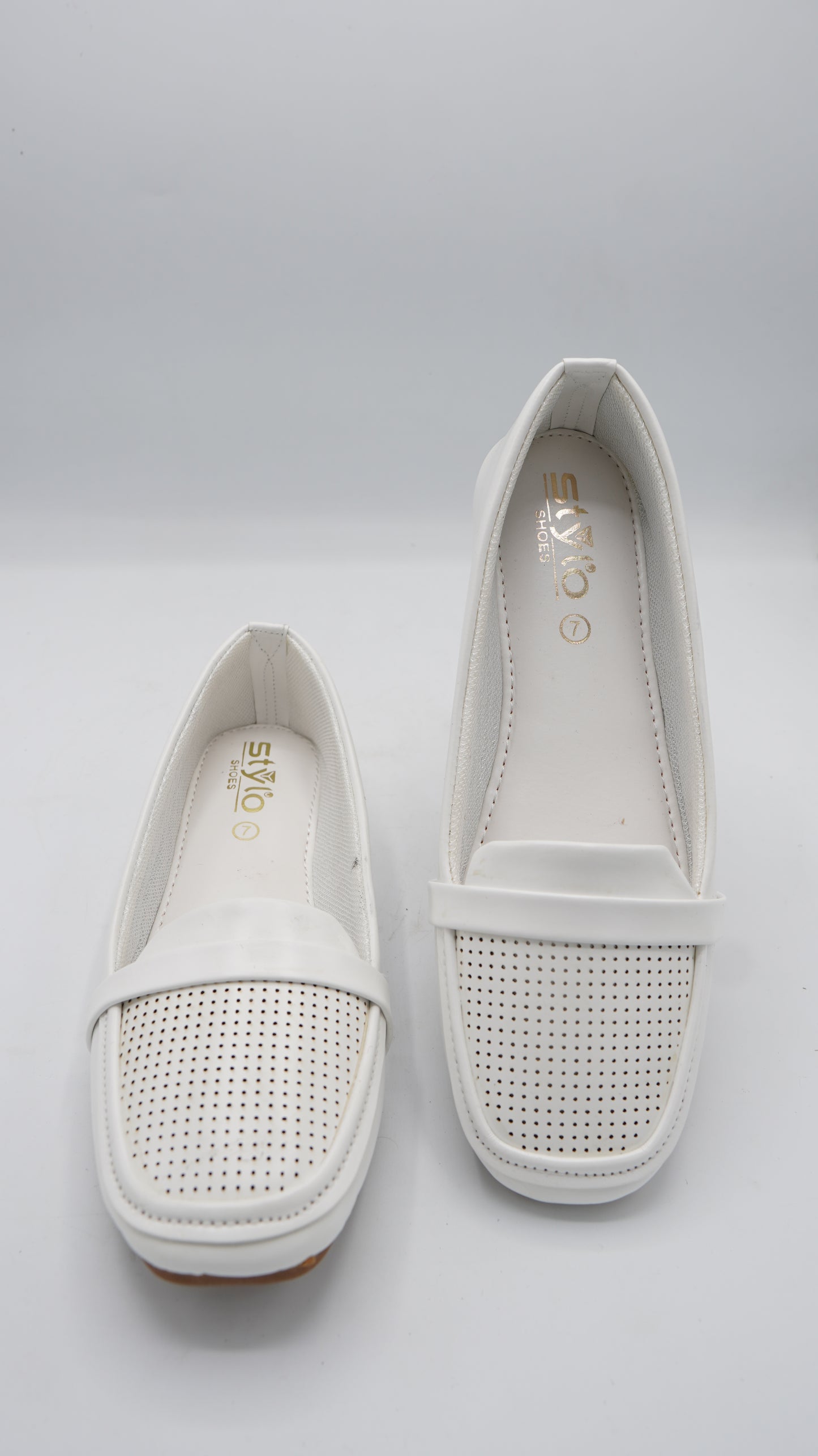 Perforated White Pumps