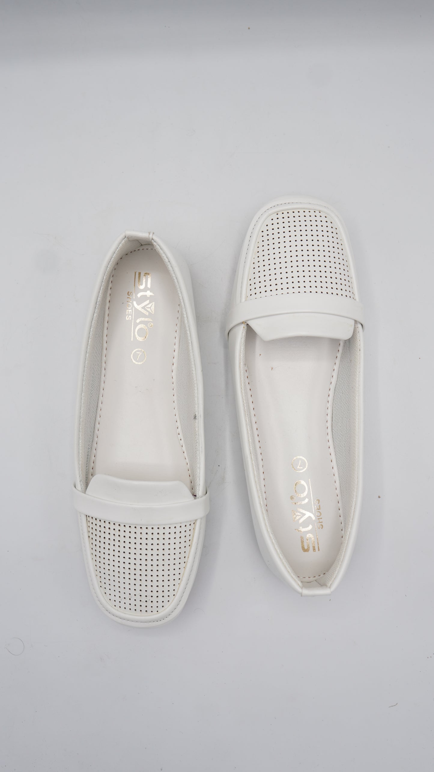 Perforated White Pumps