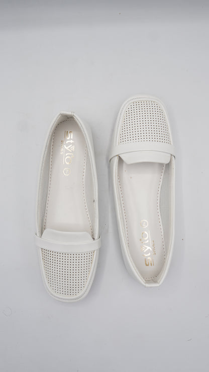 Perforated White Pumps