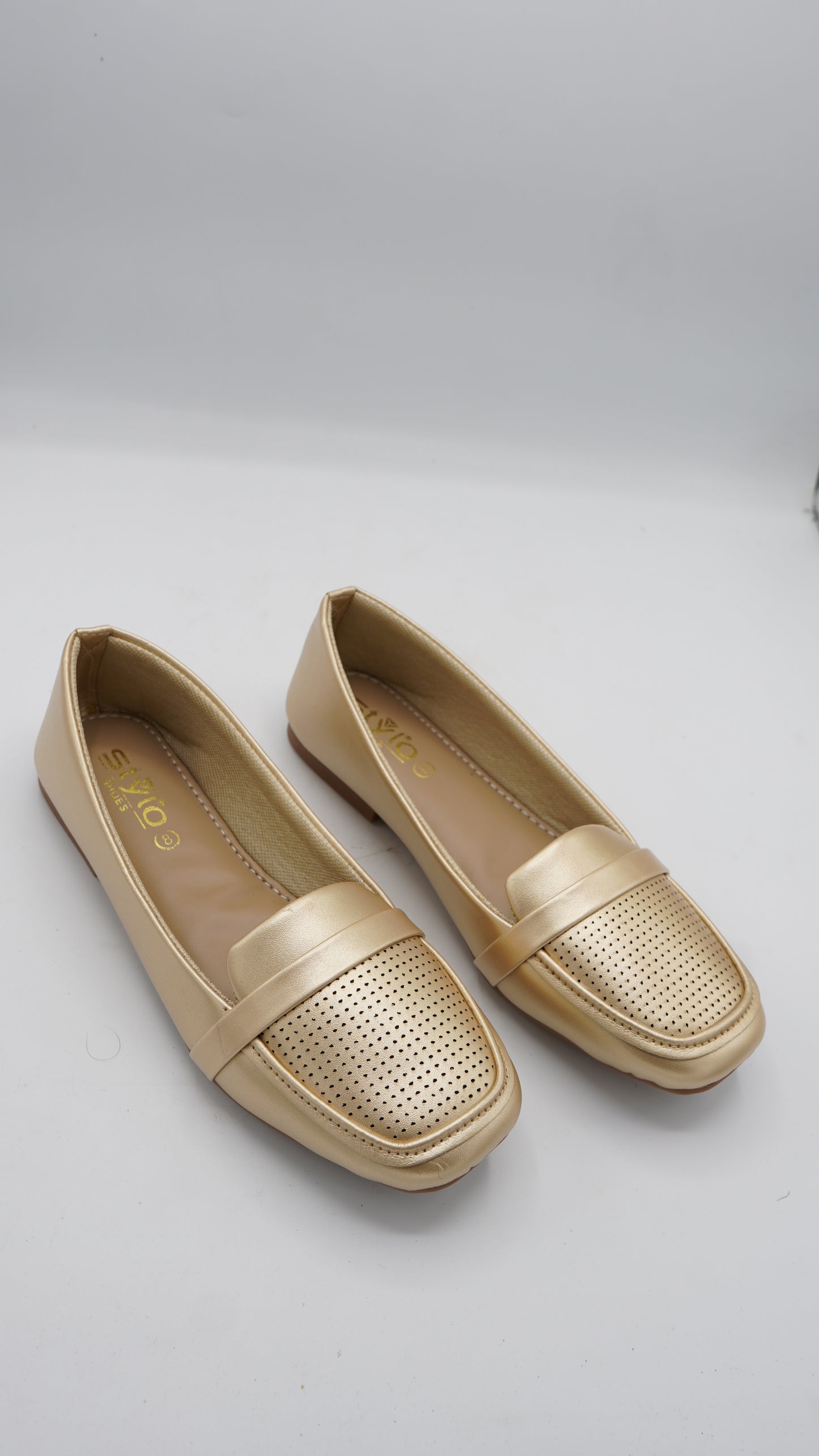 Perforated Golden Pumps