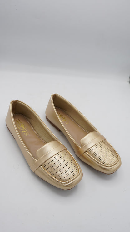 Perforated Golden Pumps