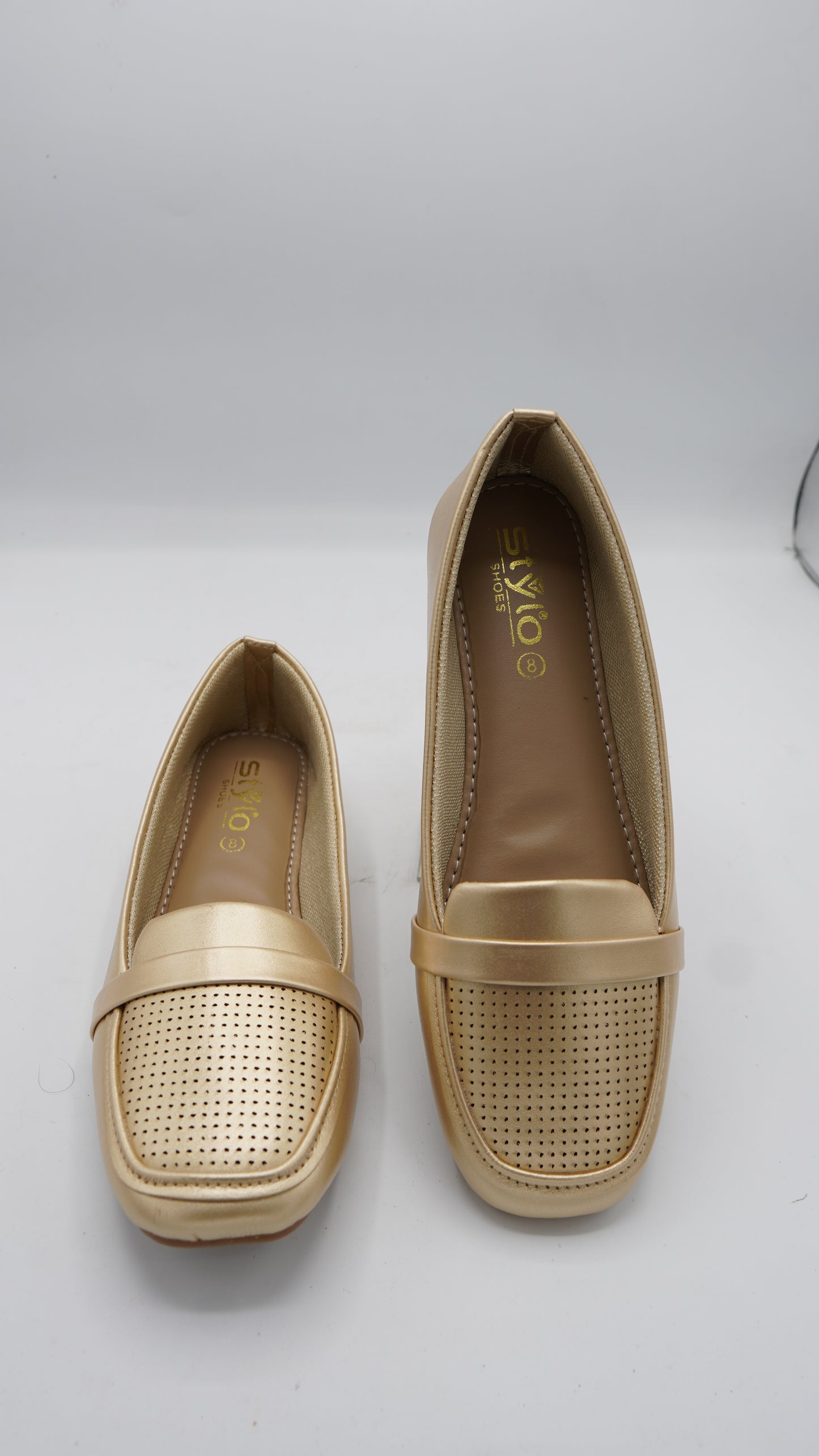 Perforated Golden Pumps