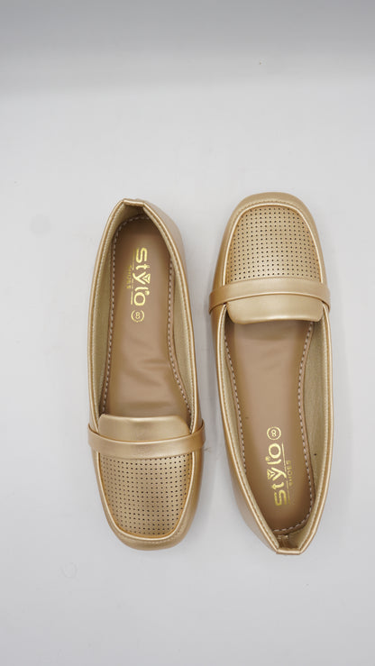 Perforated Golden Pumps