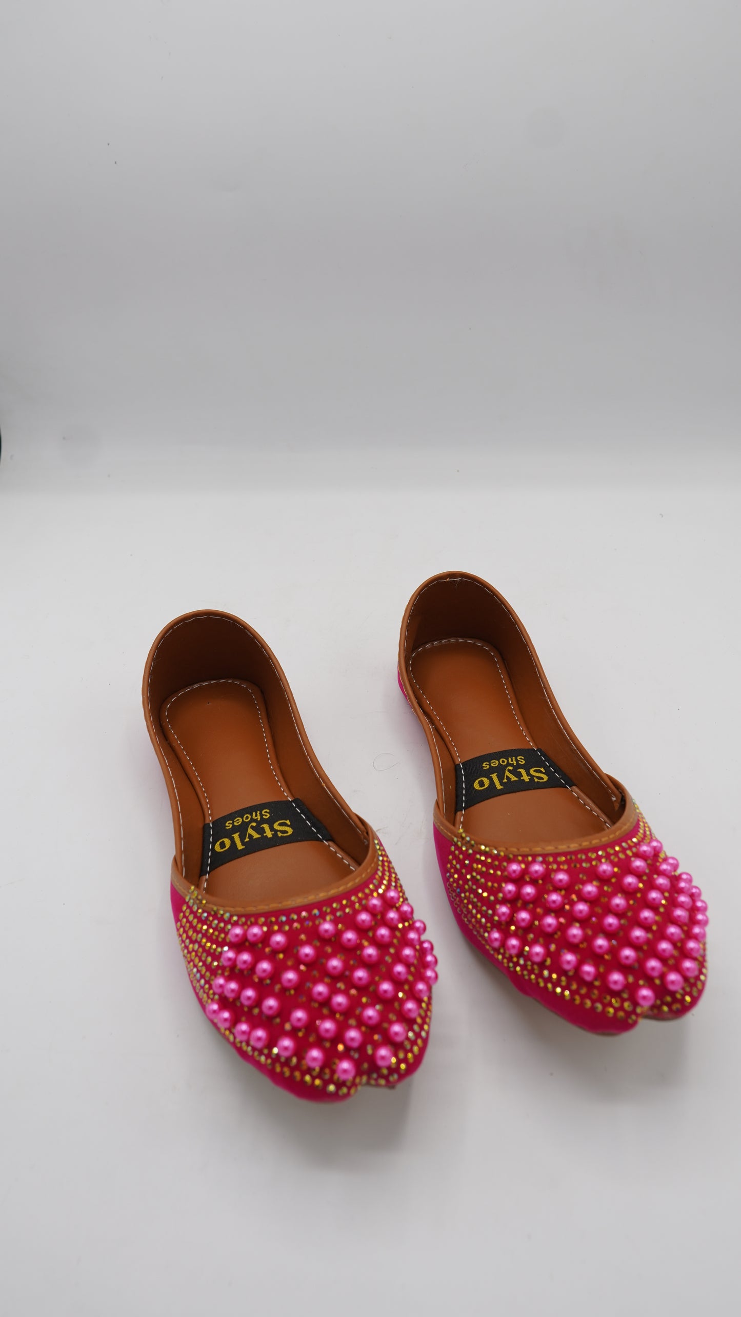 Vibrant Pink Embellished Pearl Khussa