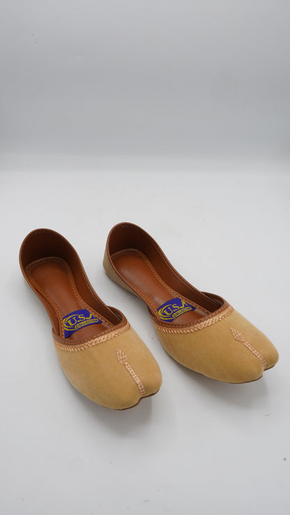 Elegant Sand-Toned Suede Khussas