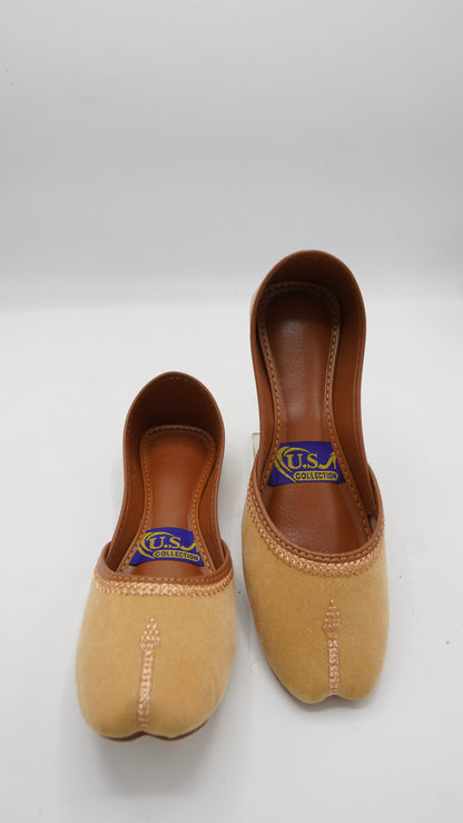 Elegant Sand-Toned Suede Khussas