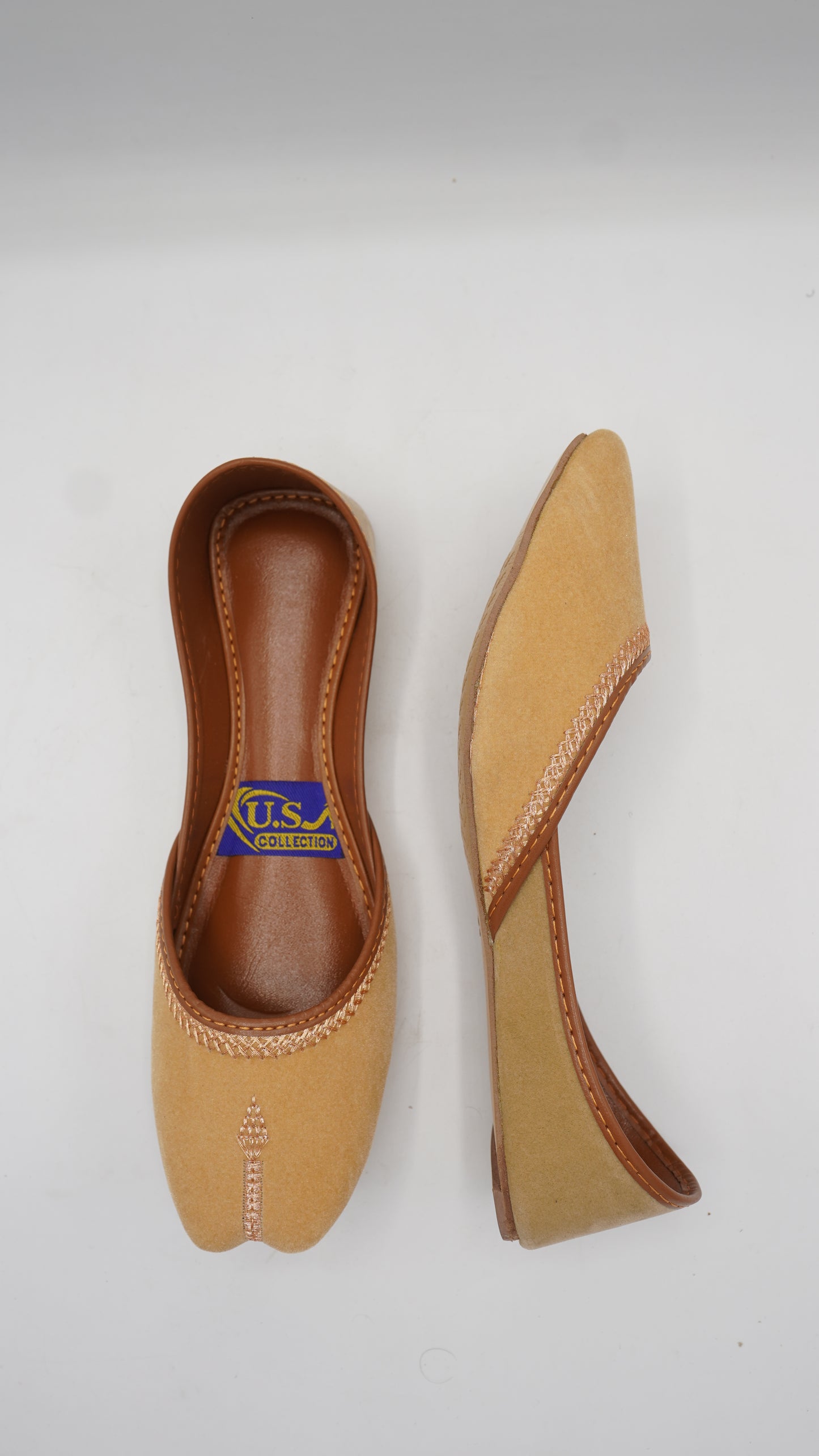 Elegant Sand-Toned Suede Khussas