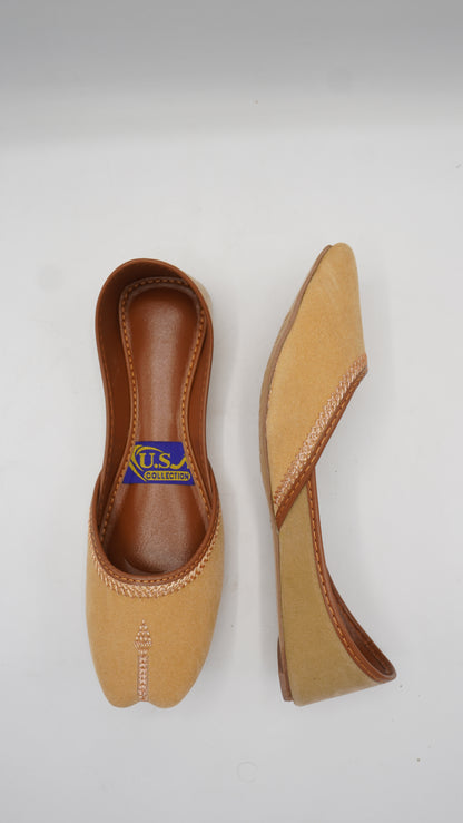 Elegant Sand-Toned Suede Khussas