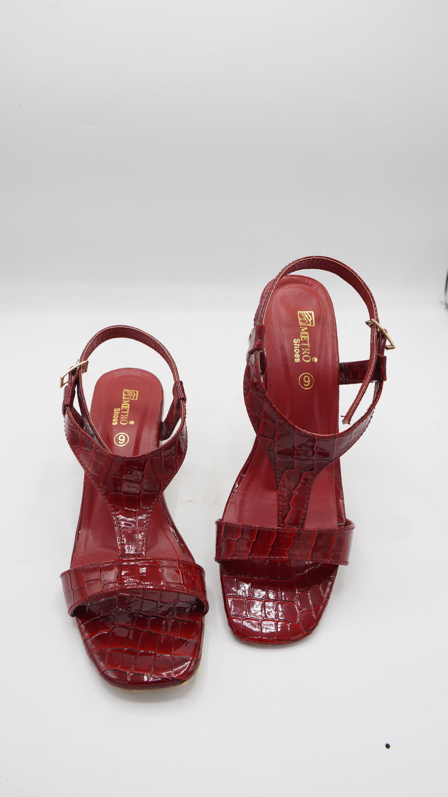 Croc-Embossed Block Heel