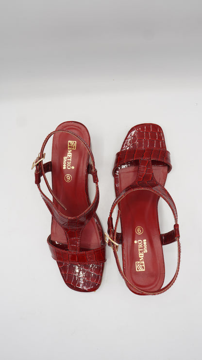 Croc-Embossed Block Heel