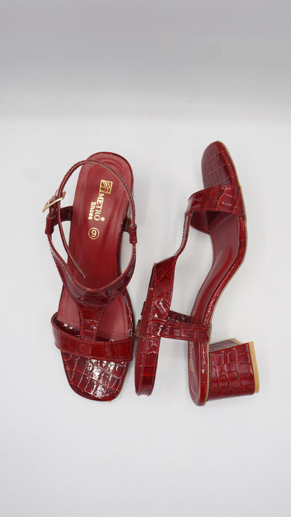 Croc-Embossed Block Heel