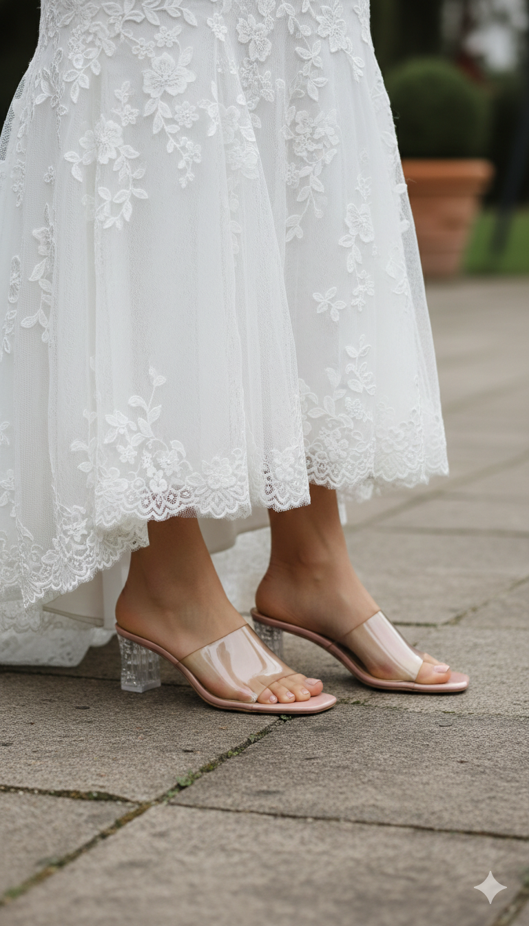 Modern Transparent Block Heel Sandals