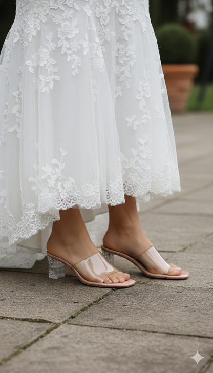 Modern Transparent Block Heel Sandals