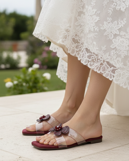 Elegant Embellished Butterfly Slides