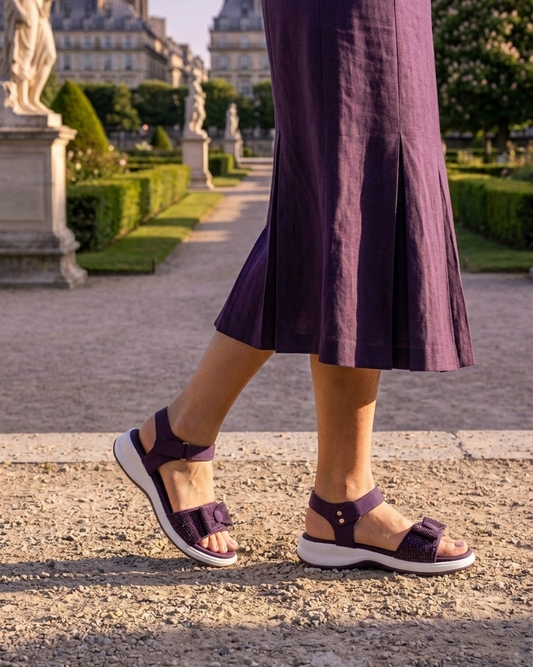 Crystal-Embellished Chic Purple Wedge Sandals