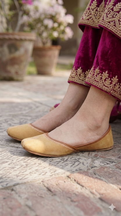 Elegant Sand-Toned Suede Khussas