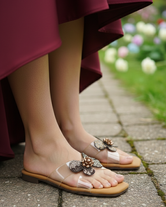 Chic Mustard Butterfly Slides
