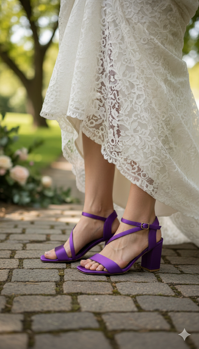 Vibrant Purple Satin Block Heels