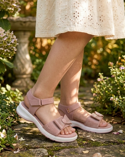 Crystal-Embellished Elegant Mauve Wedge Sandals