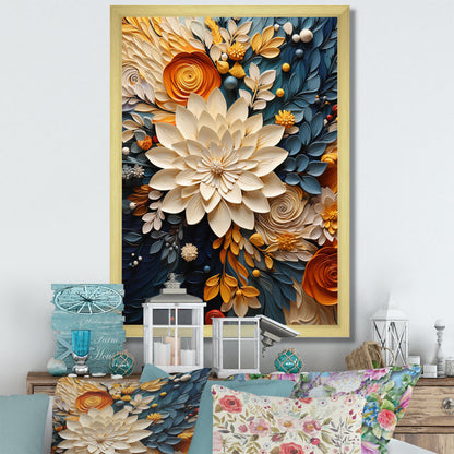 Botanical Whirlwind IV – Orange & Teal Art Print