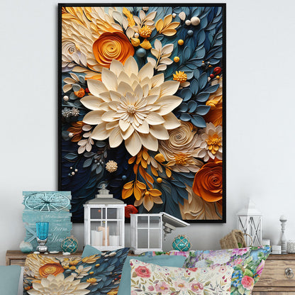 Botanical Whirlwind IV – Orange & Teal Art Print