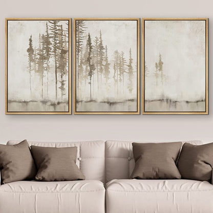 Serene Forest Triptych - Modern Minimalist Wall Art
