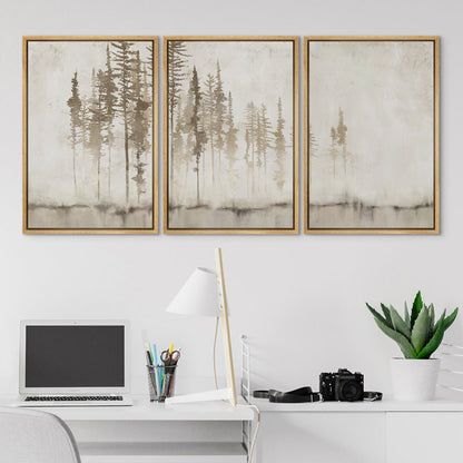Serene Forest Triptych - Modern Minimalist Wall Art