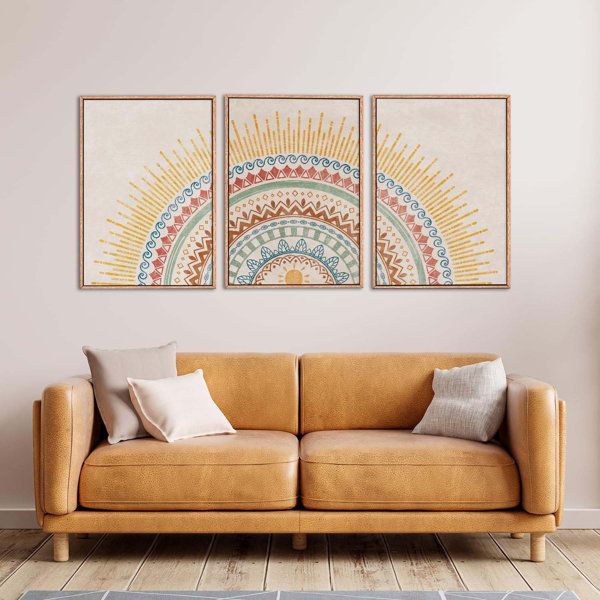 Boho Sunshine Trio - Vibrant Wall Art for Your Cozy Corner