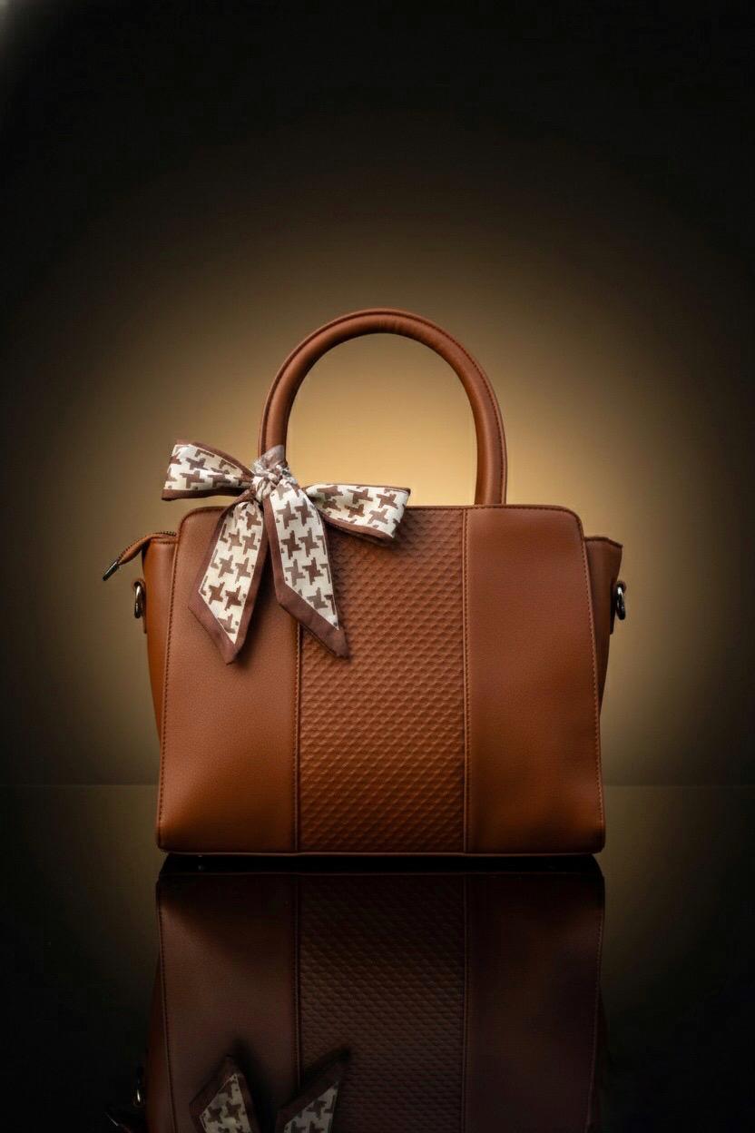 Classic Brown Handbag with Signature Bow Detail