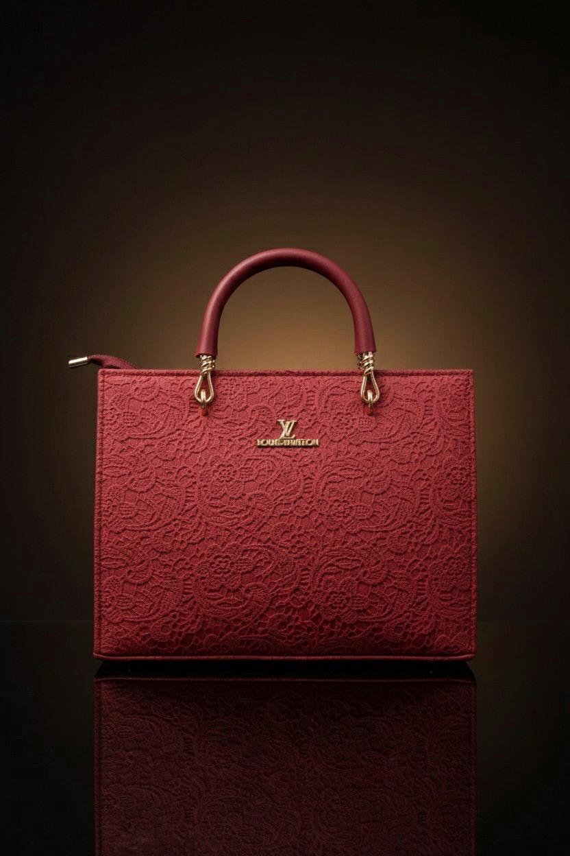 Luxe Lace-Embossed Structured Tote