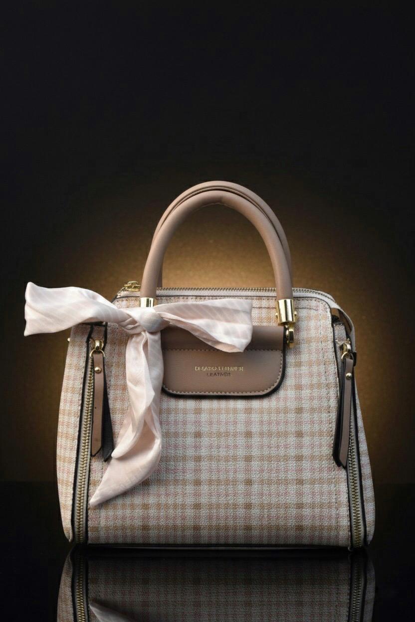Soft Check Elegance Bow-Handle Bag