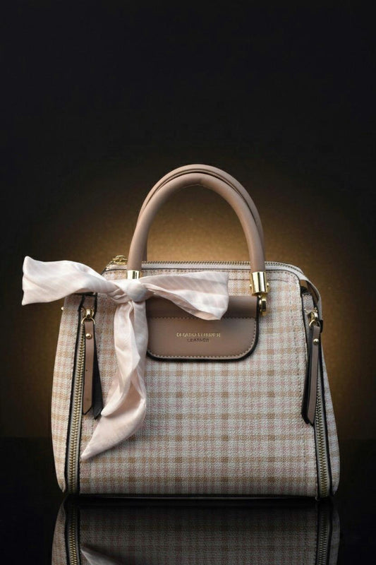 Soft Check Elegance Bow-Handle Bag