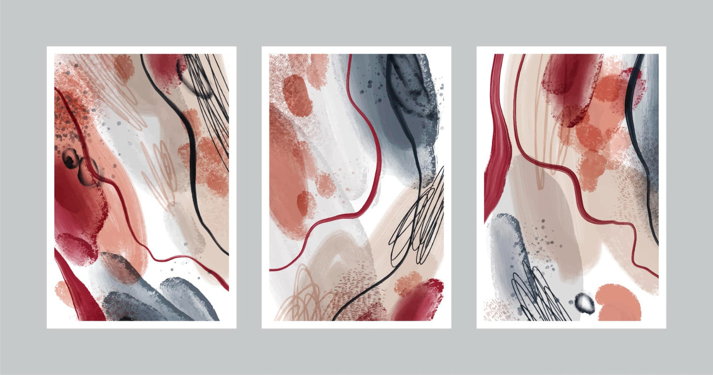 Trio of Abstract Florals