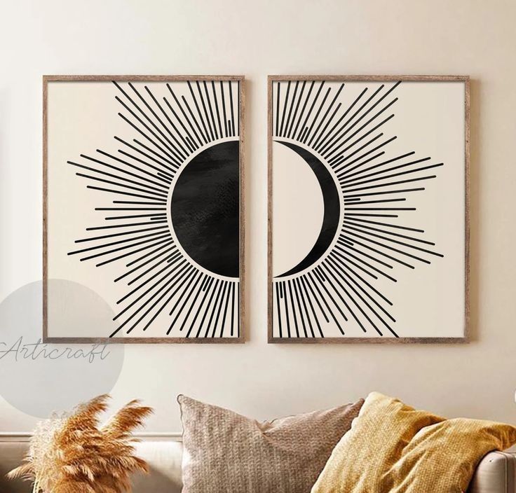 Sun & Moon Harmony | Minimalist Wall Art Duo