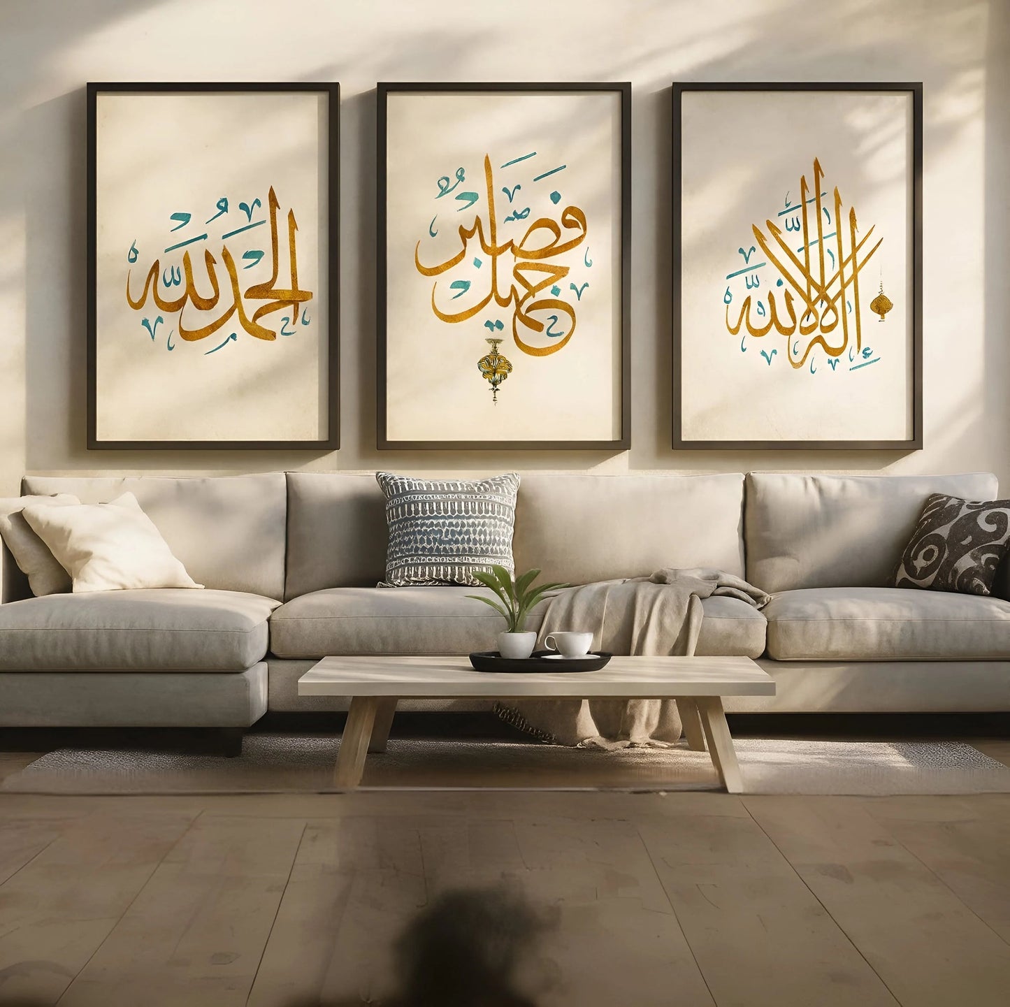 Elegant Black & Gold Arabic Calligraphy Trio – Modern Luxury Wall Art